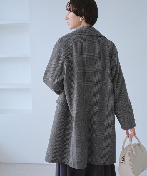 ジャージメルトン無地＆チェックオーバーPコート/一部WEB限定