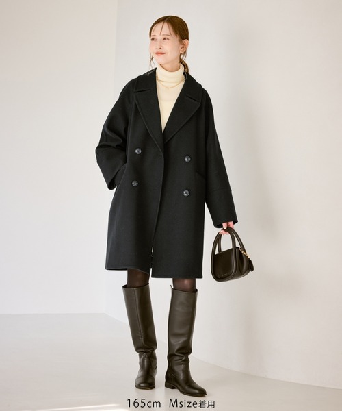 ジャージメルトン無地＆チェックオーバーPコート/一部WEB限定カラー