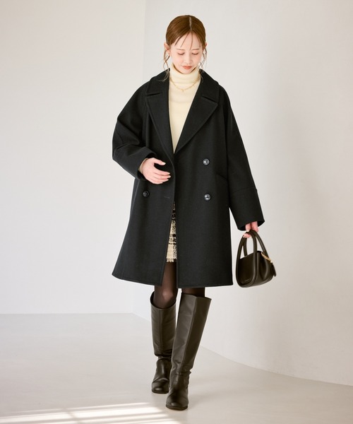 ジャージメルトン無地＆チェックオーバーPコート/一部WEB限定カラー