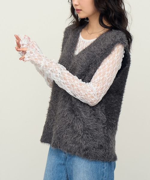 NOGLE(ノグル)の「【NOGLE/ノグル】2wayシャギーVネックニットベスト(ベスト・レディース・ベージュ/ネイビー/チャコール/アイボリー/ブラック/グレー・FREE)」の10枚目の写真