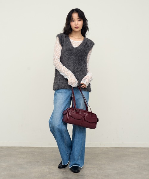 NOGLE(ノグル)の「【NOGLE/ノグル】2wayシャギーVネックニットベスト(ベスト・レディース・ベージュ/ネイビー/チャコール/アイボリー/ブラック/グレー・FREE)」の13枚目の写真
