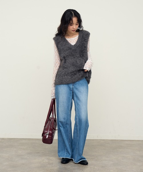 NOGLE(ノグル)の「【NOGLE/ノグル】2wayシャギーVネックニットベスト(ベスト・レディース・ベージュ/ネイビー/チャコール/アイボリー/ブラック/グレー・FREE)」の12枚目の写真