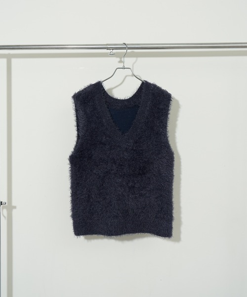 セール】【NOGLE/ノグル】2wayシャギーVネックニットベスト（ベスト