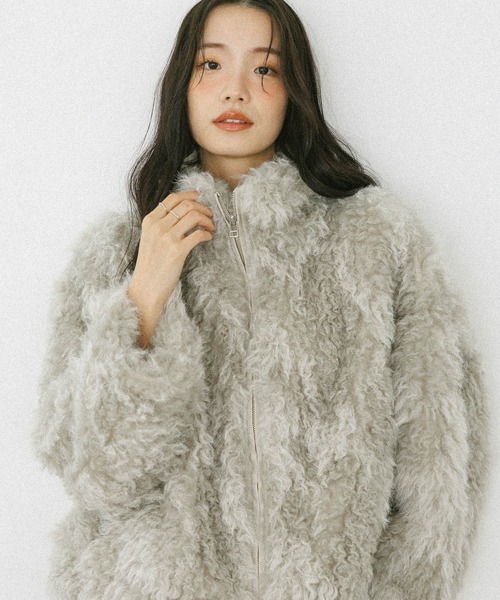 Heather（ヘザー）の「ボリュームファーZIPブルゾン　598818（ブルゾン・レディース・ベージュ/ブラウン/グレー・FREE）」の2枚目の写真