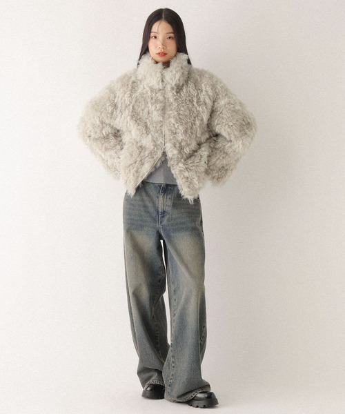 Heather（ヘザー）の「ボリュームファーZIPブルゾン　598818（ブルゾン・レディース・ベージュ/ブラウン/グレー・FREE）」の6枚目の写真