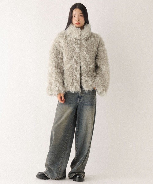 Heather（ヘザー）の「ボリュームファーZIPブルゾン　598818（ブルゾン・レディース・ベージュ/ブラウン/グレー・FREE）」の7枚目の写真