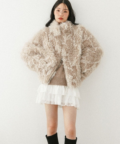 Heather（ヘザー）の「ボリュームファーZIPブルゾン　598818（ブルゾン・レディース・ベージュ/ブラウン/グレー・FREE）」の16枚目の写真