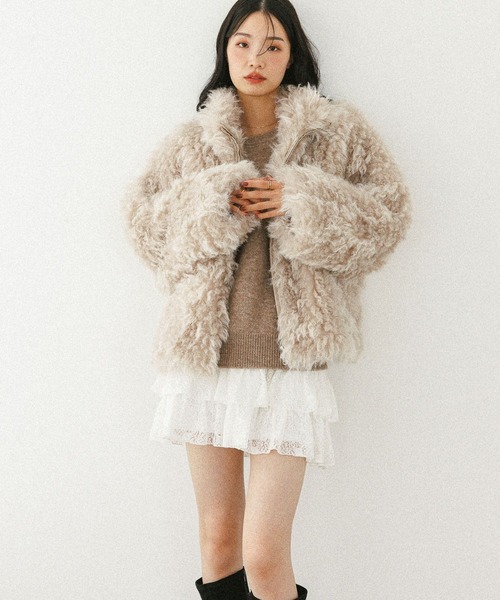 Heather（ヘザー）の「ボリュームファーZIPブルゾン　598818（ブルゾン・レディース・ベージュ/ブラウン/グレー・FREE）」の17枚目の写真