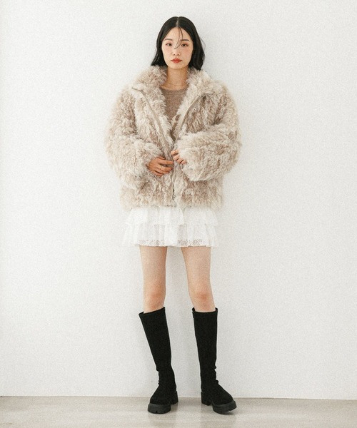 Heather（ヘザー）の「ボリュームファーZIPブルゾン　598818（ブルゾン・レディース・ベージュ/ブラウン/グレー・FREE）」の19枚目の写真