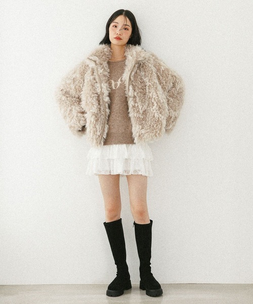 Heather（ヘザー）の「ボリュームファーZIPブルゾン　598818（ブルゾン・レディース・ベージュ/ブラウン/グレー・FREE）」の21枚目の写真