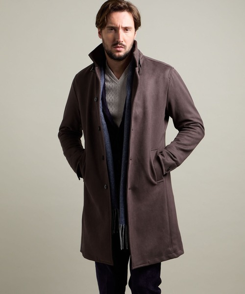 HIDEAWAYS BLACK】マイクロ起毛ポンチ スタンドコート（その他アウター