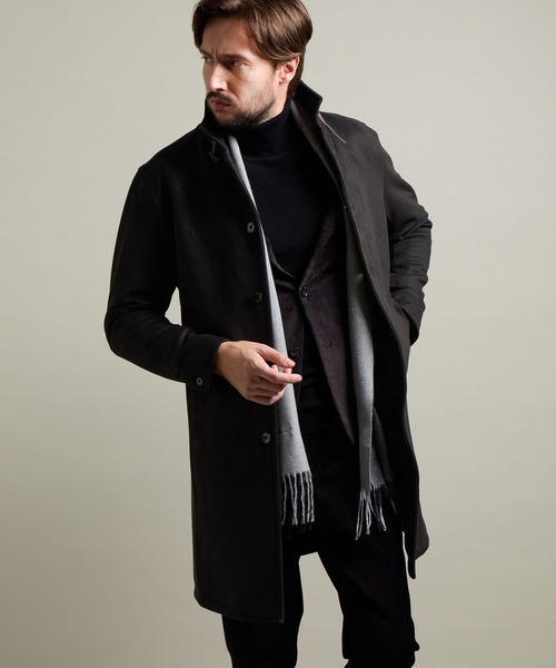 HIDEAWAYS BLACK】マイクロ起毛ポンチ スタンドコート（その他アウター