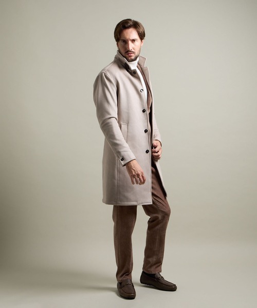 HIDEAWAYS BLACK】マイクロ起毛ポンチ スタンドコート（その他アウター