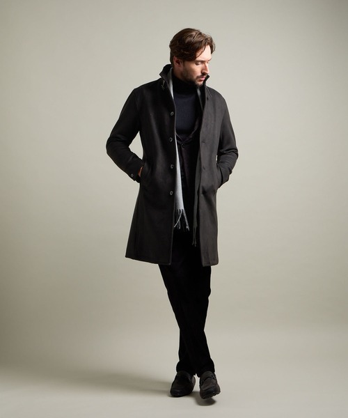 HIDEAWAYS BLACK】マイクロ起毛ポンチ スタンドコート（その他アウター