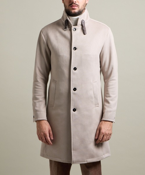 HIDEAWAYS BLACK】マイクロ起毛ポンチ スタンドコート（その他アウター