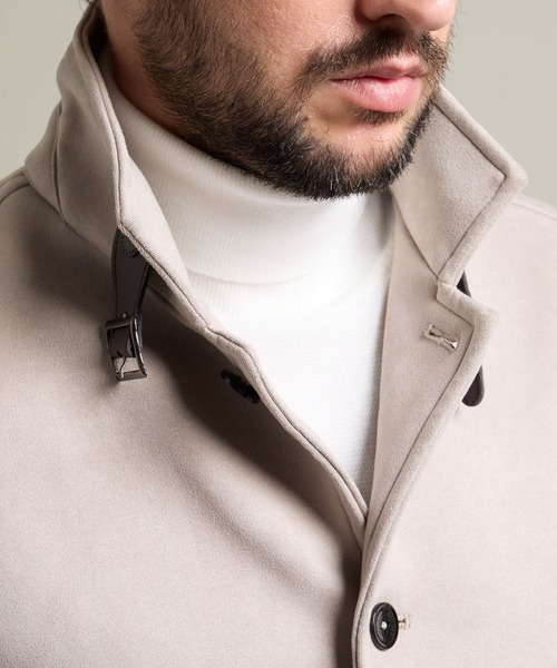 HIDEAWAYS BLACK】マイクロ起毛ポンチ スタンドコート（その他アウター