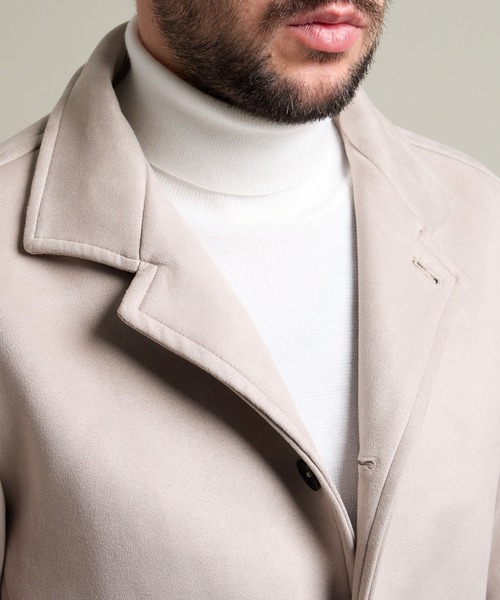 HIDEAWAYS BLACK】マイクロ起毛ポンチ スタンドコート（その他アウター