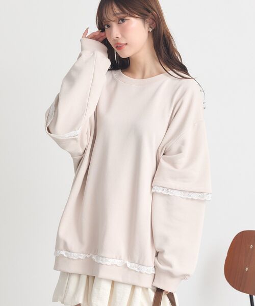 earth music&ecology（アースミュージックアンドエコロジー）の「レーススウェットプルオーバー（スウェット・レディース・ホワイト系その他2/グレー/ブラウン・FREE）」の20枚目の写真