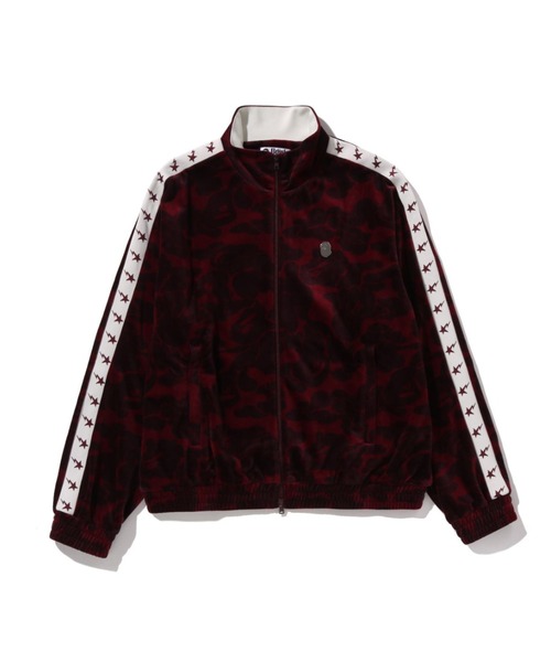 A BATHING APE(アベイシングエイプ)の「SOLID CAMO VELOUR METAL ONE POINT RELAXED FIT TRACK JACKET(ジャージ・メンズ・バーガンディー/ブラック・LARGE/MEDIUM/SMALL/X-LARGE/XX-LARGE)」の1枚目の写真