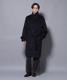 ステンカラーコート（ブルー・ネイビー/青色系）ファッション