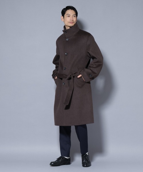 NANO universe（ナノユニバース）の「ウールリバースタンドベルテッドコート（ステンカラーコート・メンズ・ブラウン/ネイビー/グレー系その他2・M/L）」の3枚目の写真