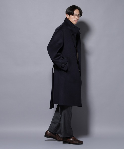 セール】ウールリバースタンドベルテッドコート（ステンカラーコート