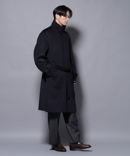 NANO universe（ナノユニバース）の「ウールリバースタンドベルテッドコート（ステンカラーコート・メンズ・ブラウン/ネイビー/グレー系その他2・M/L）」の19枚目の写真
