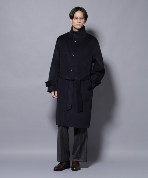 NANO universe（ナノユニバース）の「ウールリバースタンドベルテッドコート（ステンカラーコート・メンズ・ブラウン/ネイビー/グレー系その他2・M/L）」の7枚目の写真