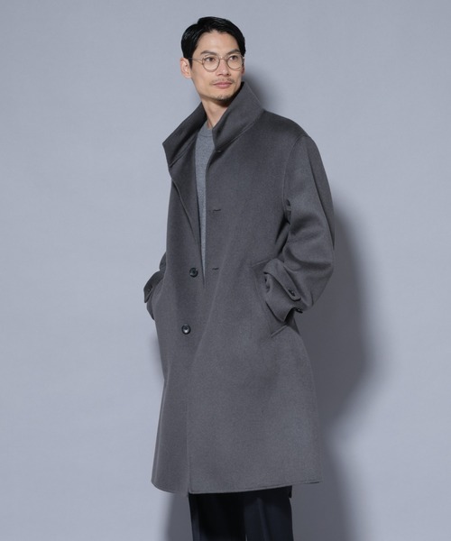セール】ウールリバースタンドベルテッドコート（ステンカラーコート