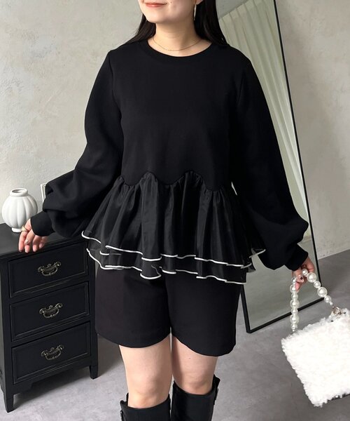 prose verse フリルスリーブ2wayドッキングスウェット　Мサイズ MOMO】フリルスリーブ2wayドッキングスウェット | prose verse