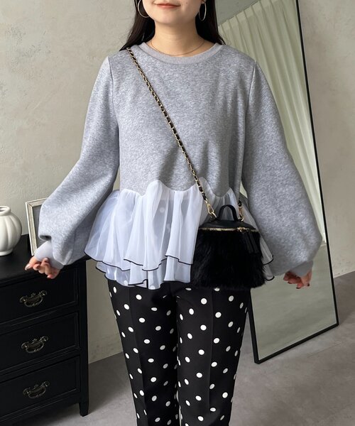 prose verse（プロズヴェール）の「バイカラー裾フリルスウェット（スウェット・レディース・グレー/ブラック・MEDIUM/LARGE）」の21枚目の写真