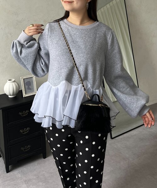 prose verse（プロズヴェール）の「バイカラー裾フリルスウェット（スウェット・レディース・グレー/ブラック・MEDIUM/LARGE）」の14枚目の写真