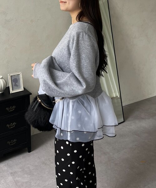 prose verse（プロズヴェール）の「バイカラー裾フリルスウェット（スウェット・レディース・グレー/ブラック・MEDIUM/LARGE）」の15枚目の写真