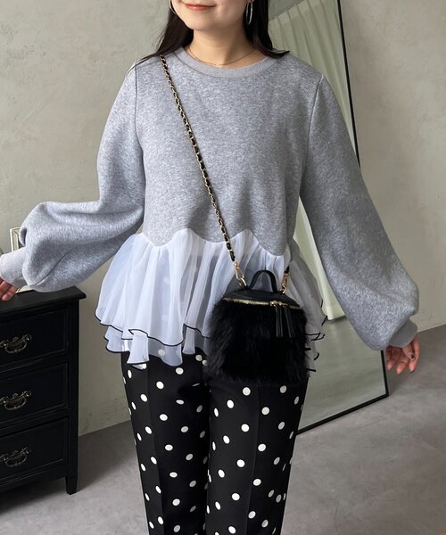 prose verse（プロズヴェール）の「バイカラー裾フリルスウェット（スウェット・レディース・グレー/ブラック・MEDIUM/LARGE）」の18枚目の写真