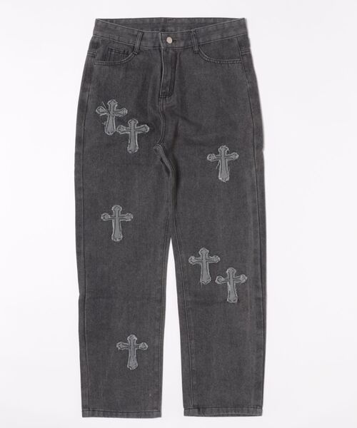 Bling Leads(ブリングリーズ)の「【Bl】アップリケデニムパンツ(デニムパンツ・メンズ・ブルー/ブラック・LARGE/MEDIUM)」の1枚目の写真