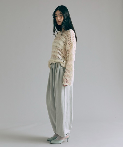 EN NEUME(エンノイム)の「Sheer Boarder Loose Knit(ニット/セーター・レディース・杢グレー/アイボリー/イエロー×グリーン・FREE)」の22枚目の写真