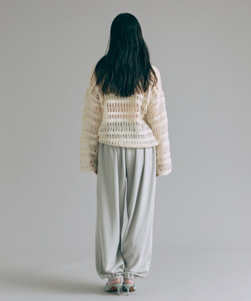 EN NEUME(エンノイム)の「Sheer Boarder Loose Knit(ニット/セーター・レディース・杢グレー/アイボリー/イエロー×グリーン・FREE)」の9枚目の写真