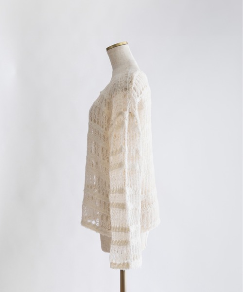 EN NEUME(エンノイム)の「Sheer Boarder Loose Knit(ニット/セーター・レディース・杢グレー/アイボリー/イエロー×グリーン・FREE)」の12枚目の写真