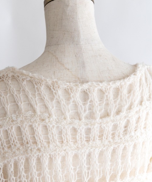 EN NEUME(エンノイム)の「Sheer Boarder Loose Knit(ニット/セーター・レディース・杢グレー/アイボリー/イエロー×グリーン・FREE)」の18枚目の写真