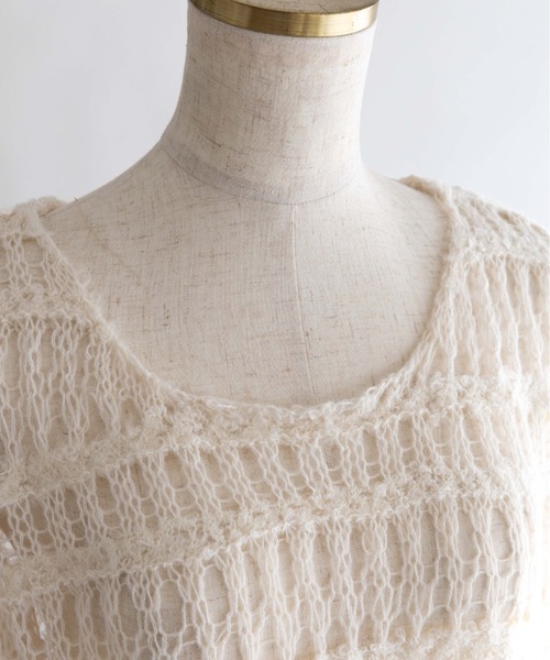 EN NEUME(エンノイム)の「Sheer Boarder Loose Knit(ニット/セーター・レディース・杢グレー/アイボリー/イエロー×グリーン・FREE)」の16枚目の写真