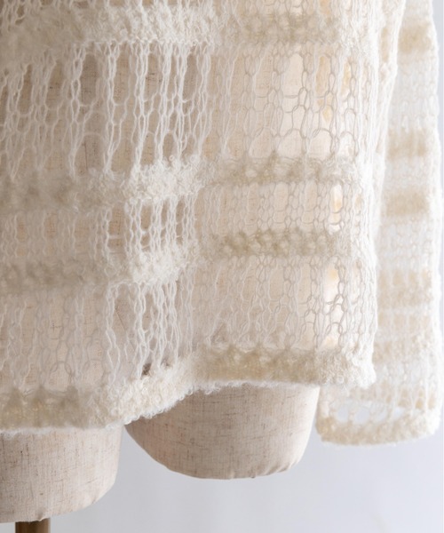 EN NEUME(エンノイム)の「Sheer Boarder Loose Knit(ニット/セーター・レディース・杢グレー/アイボリー/イエロー×グリーン・FREE)」の17枚目の写真