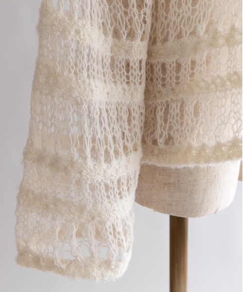 EN NEUME(エンノイム)の「Sheer Boarder Loose Knit(ニット/セーター・レディース・杢グレー/アイボリー/イエロー×グリーン・FREE)」の19枚目の写真