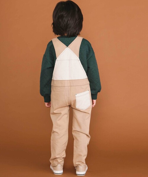 SLAP SLIP(スラップスリップ)の「デニムツイルコーデュロイチェック切り替えサロペット(80~120cm)(サロペット/オーバーオール・キッズ・ブルー/ベージュ・100cm/90cm/80cm/110cm/120cm)」の19枚目の写真