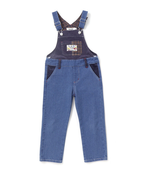 SLAP SLIP(スラップスリップ)の「デニムツイルコーデュロイチェック切り替えサロペット(80~120cm)(サロペット/オーバーオール・キッズ・ブルー/ベージュ・100cm/90cm/80cm/110cm/120cm)」の12枚目の写真