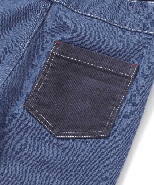 SLAP SLIP(スラップスリップ)の「デニムツイルコーデュロイチェック切り替えサロペット(80~120cm)(サロペット/オーバーオール・キッズ・ブルー/ベージュ・100cm/90cm/80cm/110cm/120cm)」の20枚目の写真