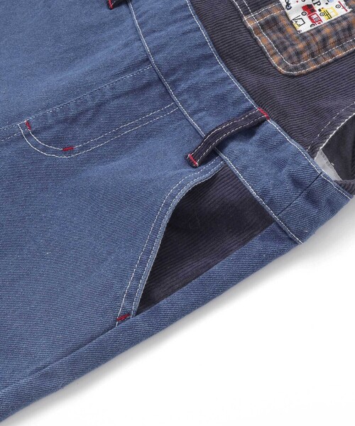 SLAP SLIP(スラップスリップ)の「デニムツイルコーデュロイチェック切り替えサロペット(80~120cm)(サロペット/オーバーオール・キッズ・ブルー/ベージュ・100cm/90cm/80cm/110cm/120cm)」の18枚目の写真