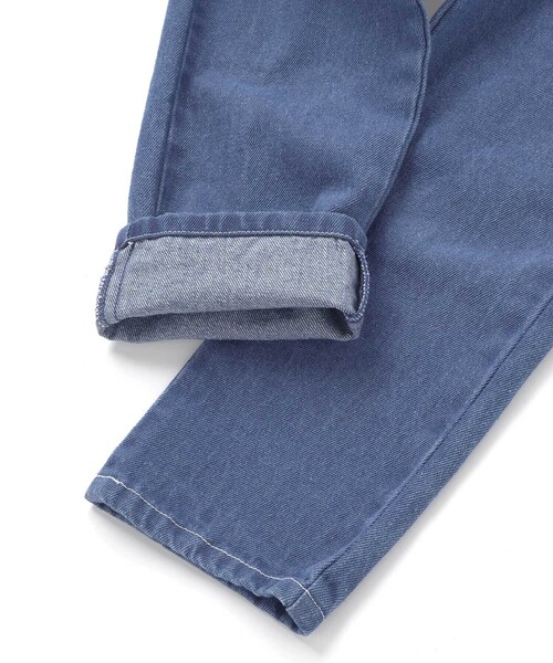 SLAP SLIP(スラップスリップ)の「デニムツイルコーデュロイチェック切り替えサロペット(80~120cm)(サロペット/オーバーオール・キッズ・ブルー/ベージュ・100cm/90cm/80cm/110cm/120cm)」の15枚目の写真