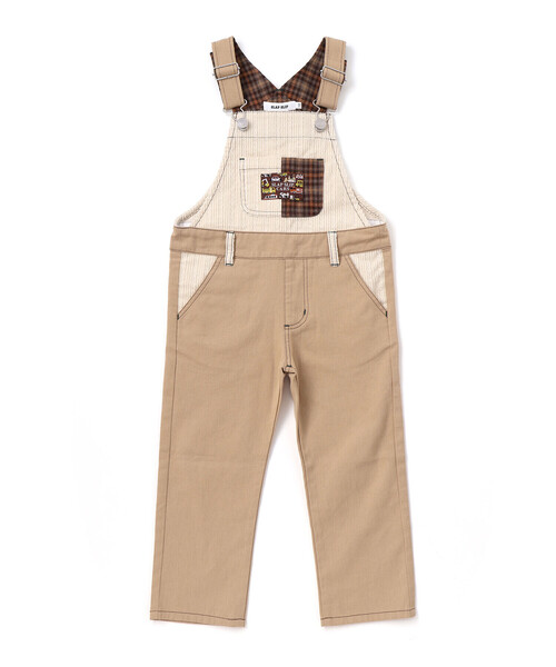 SLAP SLIP(スラップスリップ)の「デニムツイルコーデュロイチェック切り替えサロペット(80~120cm)(サロペット/オーバーオール・キッズ・ブルー/ベージュ・100cm/90cm/80cm/110cm/120cm)」の11枚目の写真