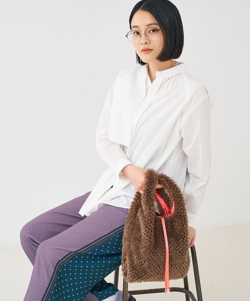EARTH MADE(アースメイド)の「【WEB限定】【EARTH MADE】ボア テープ マルシェバッグ(ハンドバッグ・レディース・ブルー/アイボリー/ブラウン・フリー)」の13枚目の写真