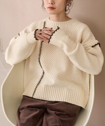 coen（コーエン）の「配色ステッチパッチワークニット（ニット/セーター）」